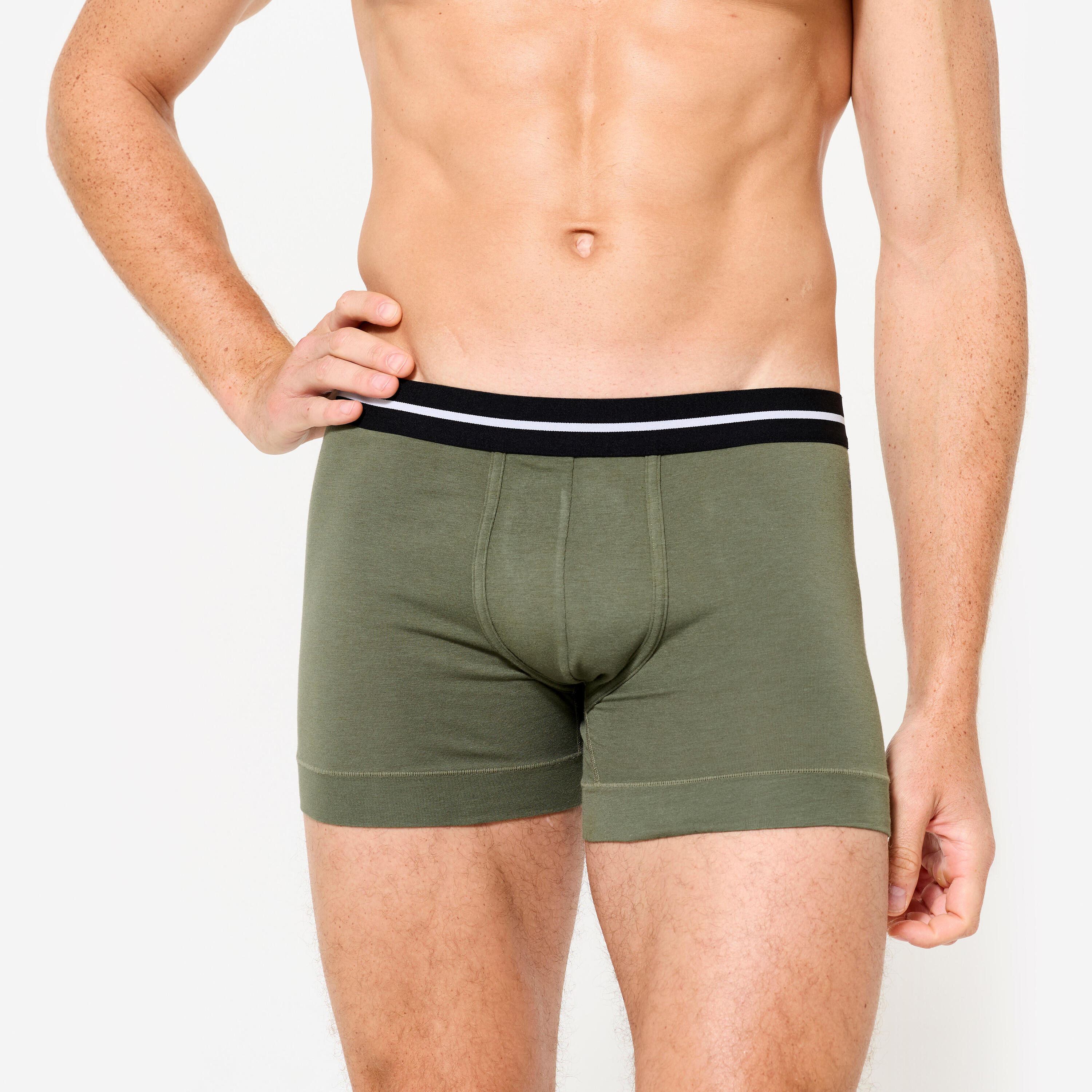 Lot de 2 boxers coton majoritaire Homme, Gris et vert Kaki 4/8