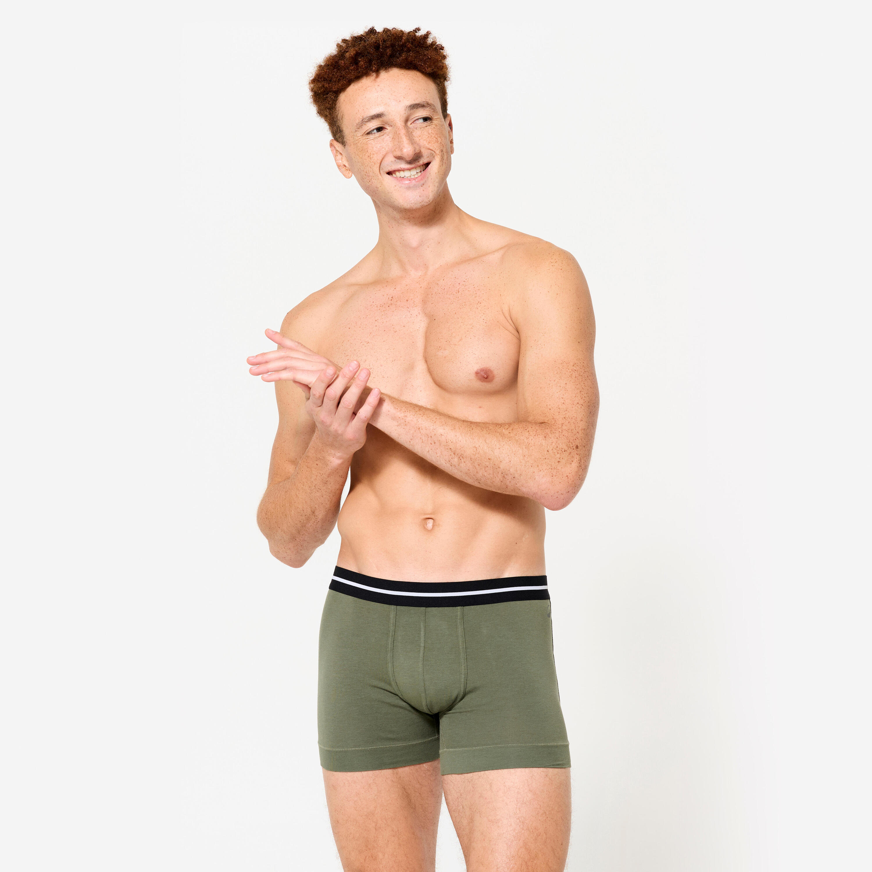 Lot de 2 boxers coton majoritaire Homme, Gris et vert Kaki 2/8