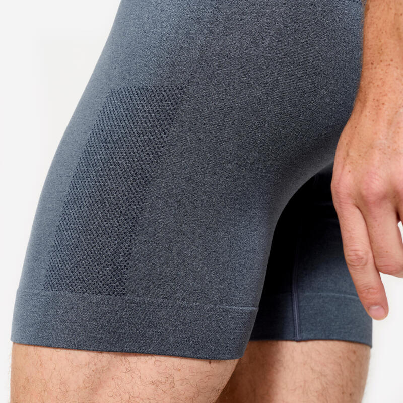 Lange naadloze boxer voor heren gemêleerd blauw