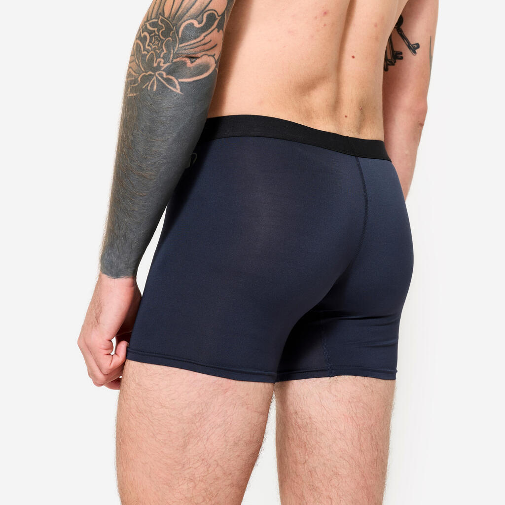 Lot de 3 boxers respirants en microfibre Homme, noir/bleu/rouge
