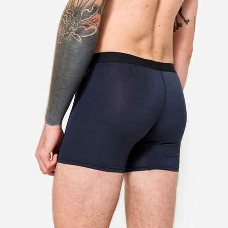 Men's Breathable Microfibre Boxers Tri-Pack - Dark Blue/Blue/Khaki