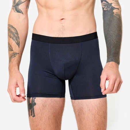 Men's Breathable Microfibre Boxers Tri-Pack - Dark Blue/Blue/Khaki