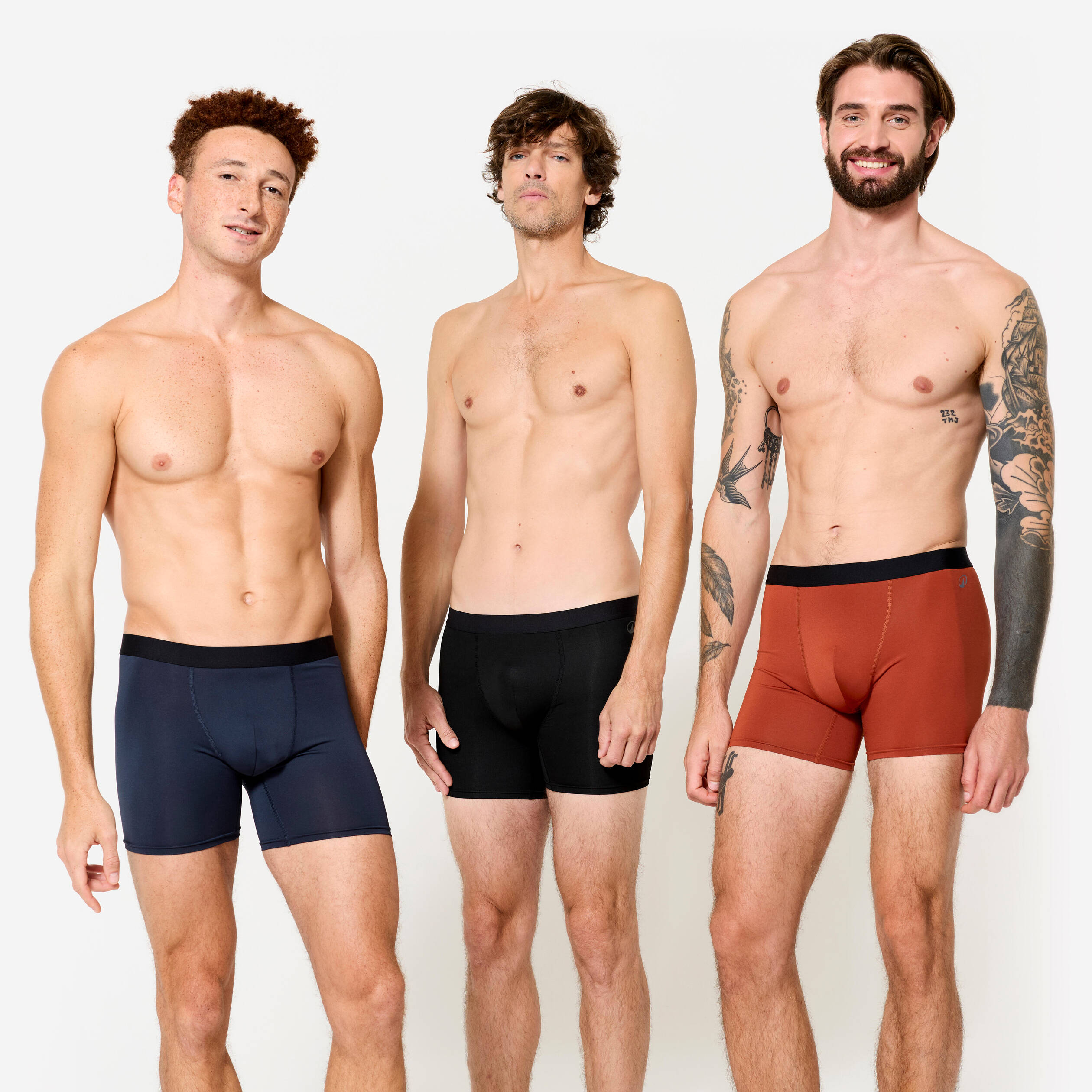 Men Pack of 3 Stretchable Boxer Shorts - Black/Blue/Red