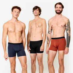 Lot de 3 boxers respirants en microfibre Homme, noir/bleu/rouge