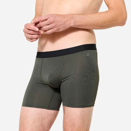 Men's Breathable Microfibre Boxers Tri-Pack - Dark Blue/Blue/Khaki
