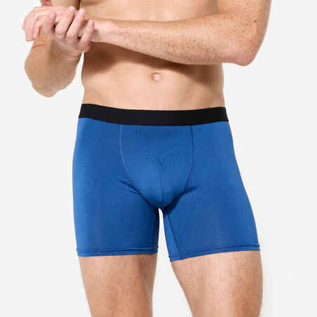 Men's Breathable Microfibre Boxers Tri-Pack - Dark Blue/Blue/Khaki
