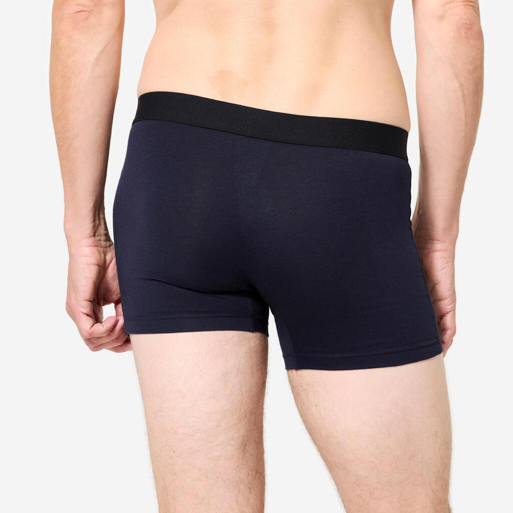 Lot de 3 boxers en coton Homme - Noir/Gris/Bleu