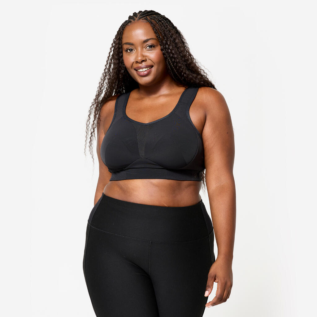 Women's High Support Convertible Strap Sports Bra, E-H Cups - Black