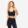Brassière côtelée sans couture maintien léger Femme, Noir
