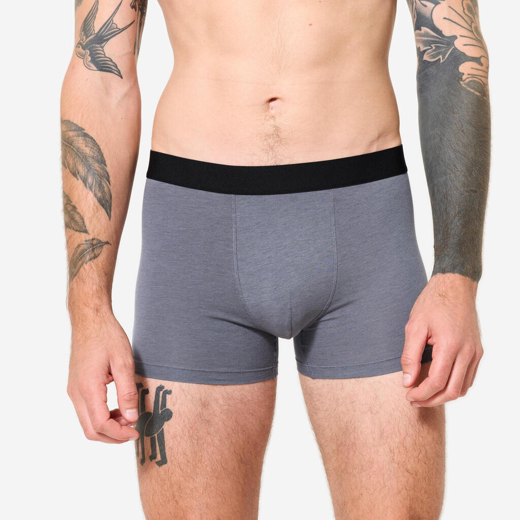 Lot de 3 boxers en coton Homme - Noir/Gris/Bleu