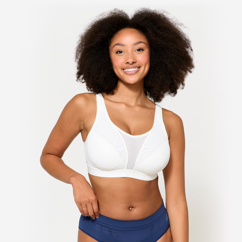 Brassière bretelles croisables maintien fort femme, blanc pour les