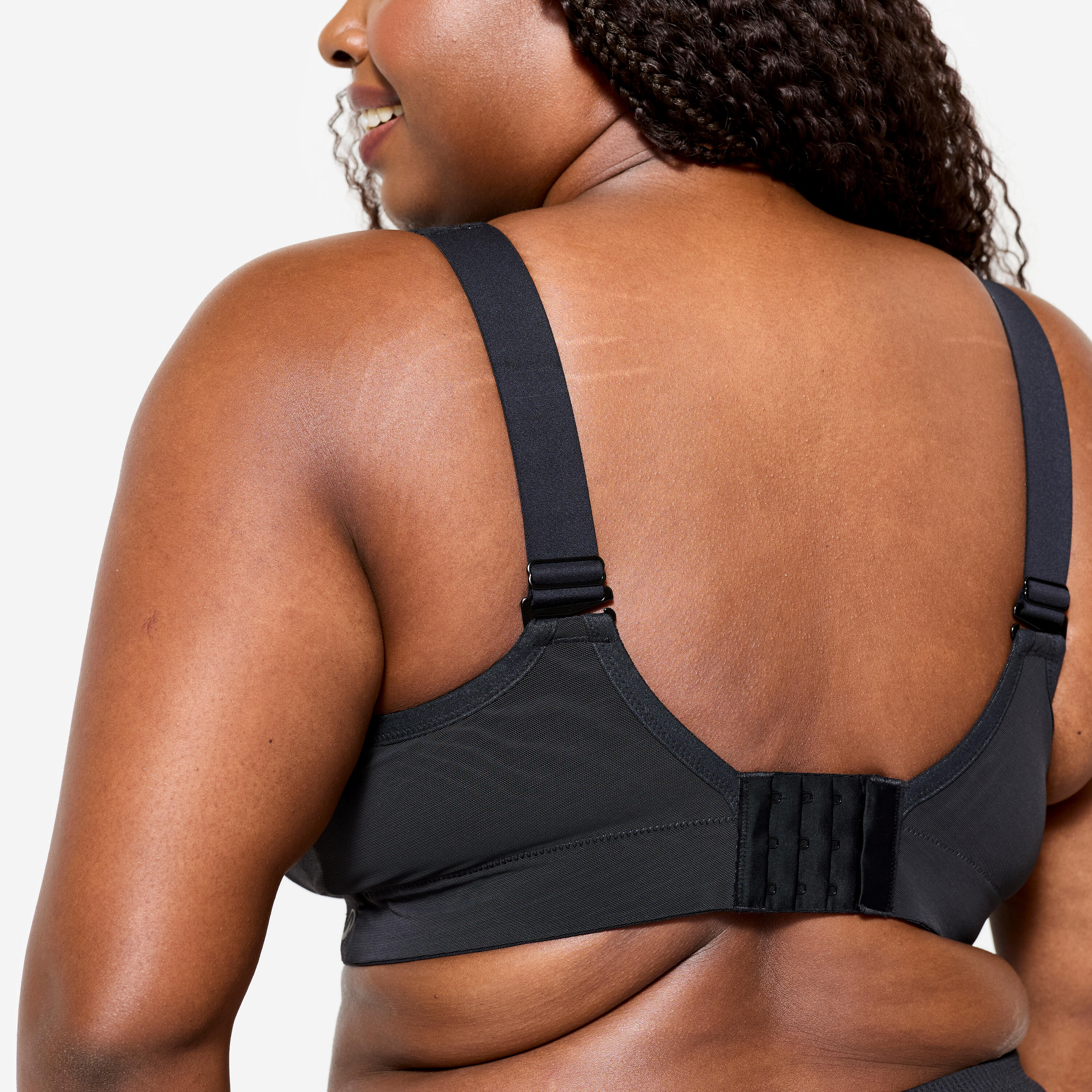 Reggiseno sportivo donna palestra traspirante coppa E-H sostegno alto nero 4/9