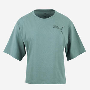 Camiseta Mujer Verde Manga Corta Algodón