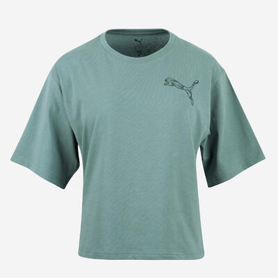 Kort dames-t-shirt katoen groen