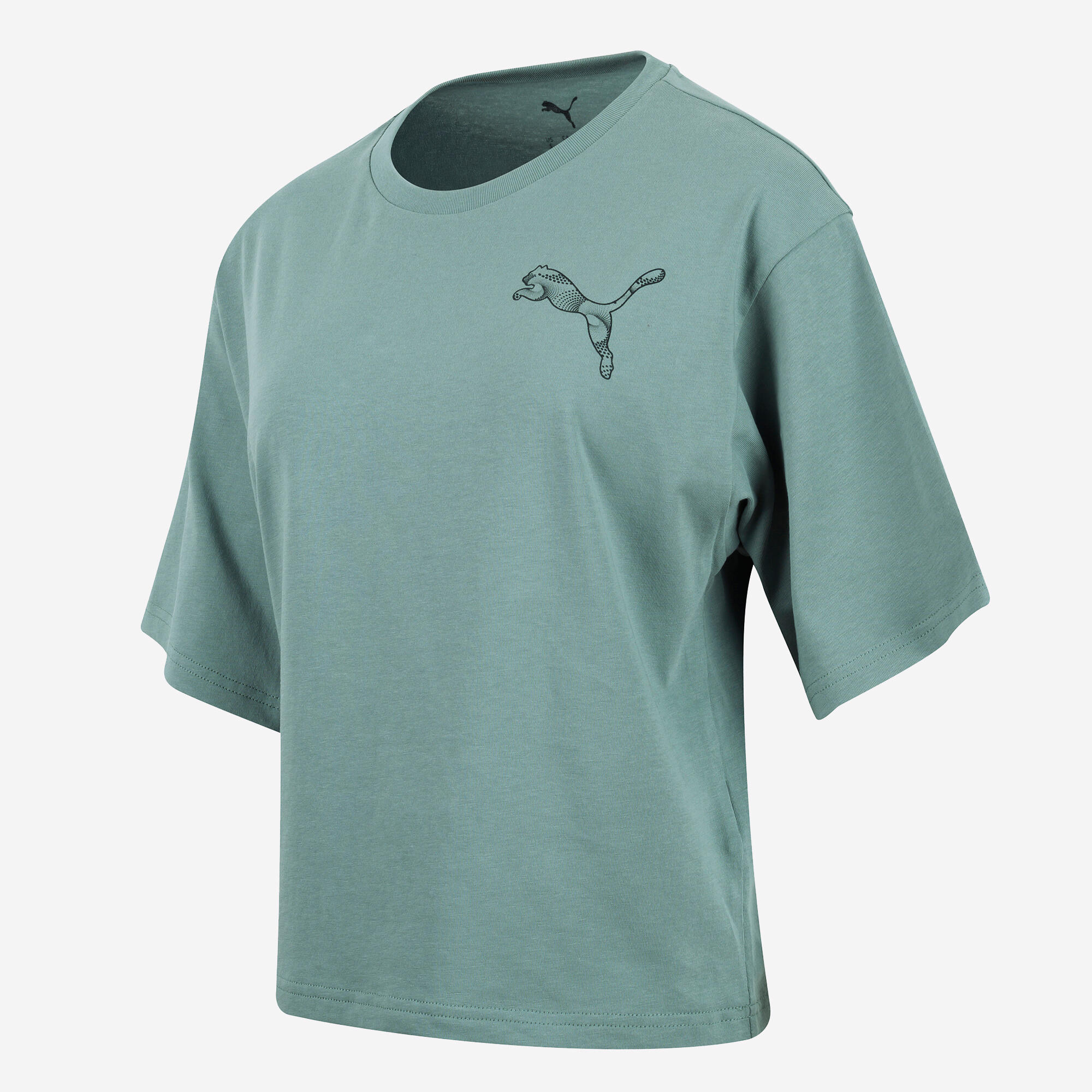 Kort dames-T-shirt katoen groen 2/4