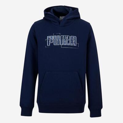 Felpa Puma bambino ginnastica con cappuccio pesante rossa stampata