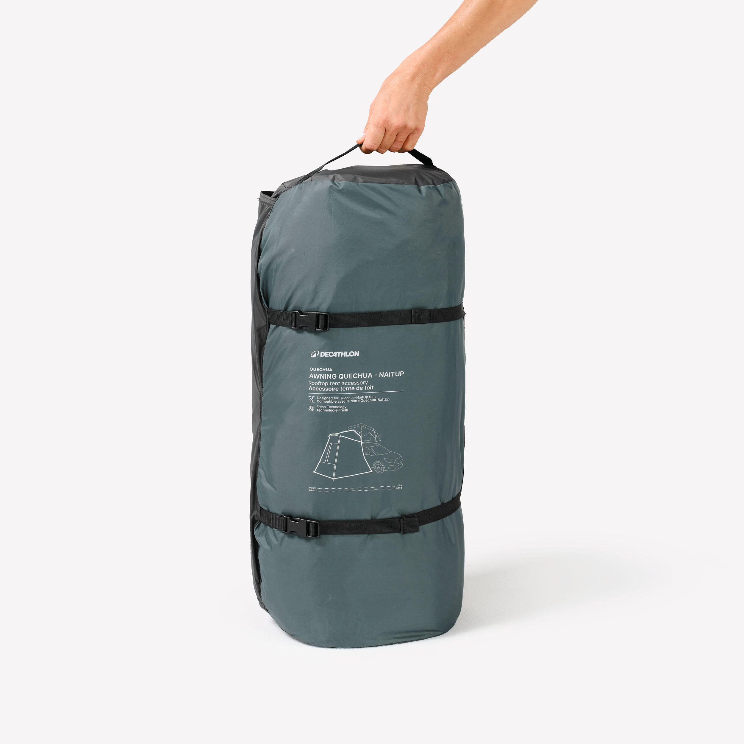 Connected awning for a rigid 2-person Quechua x NaïtUp roof tent 2/13