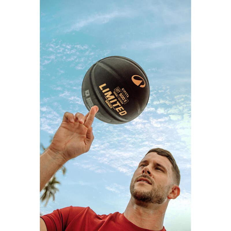 Ballon de basket bt500 grip taille 7 - noir or