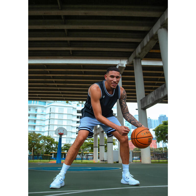 Maillot de Basketball sans manche réversible Adulte - TKR-500 noir blanc