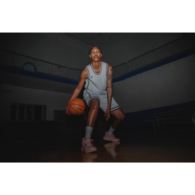 Yetişkin Çift Taraflı Basketbol Şortu - Siyah/Beyaz - 500