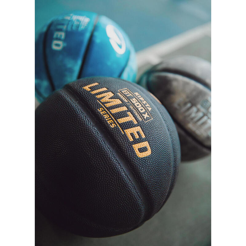 Ballon de basket bt500 grip taille 7 - noir or