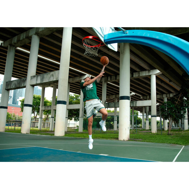 Short de Basketball réversible Adulte - SHORT 500 beige vert