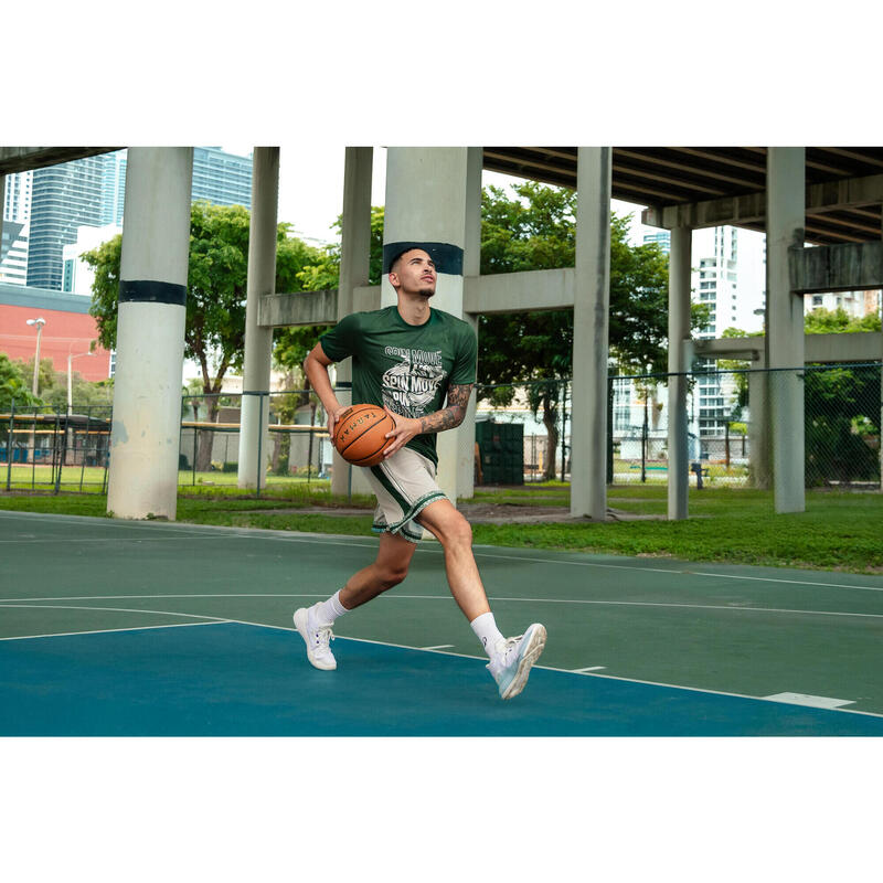 Short de Basketball réversible Adulte - SHORT 500 beige vert
