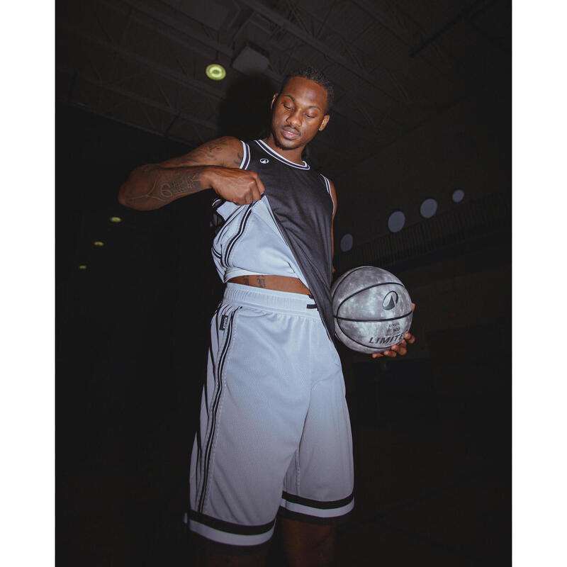 Short de Basketball réversible Adulte - SHORT 500 blanc noir