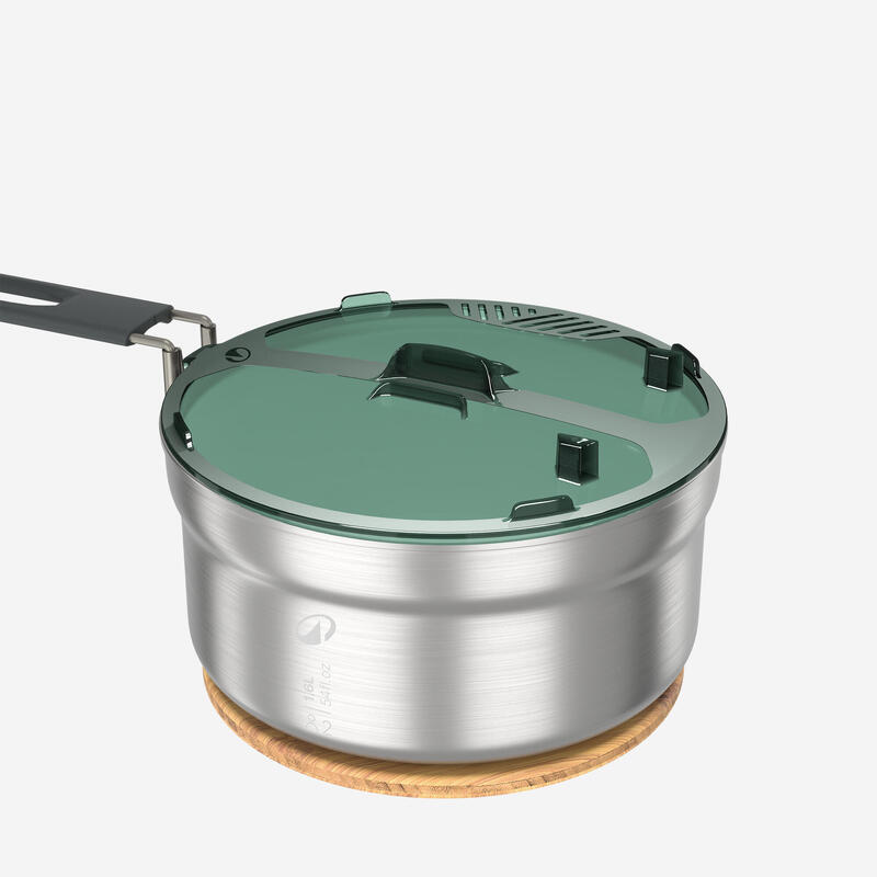 Conjunto de cozinha 500 de campismo em aço inox+anti-aderente - 2P - 15 peças.