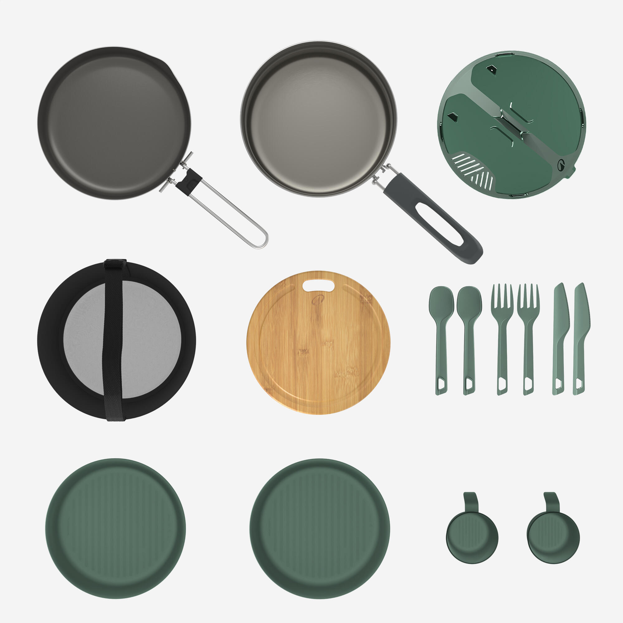 2-Person Stainless Steel Non-Stick Cook Set 15-Piece - QUECHUA