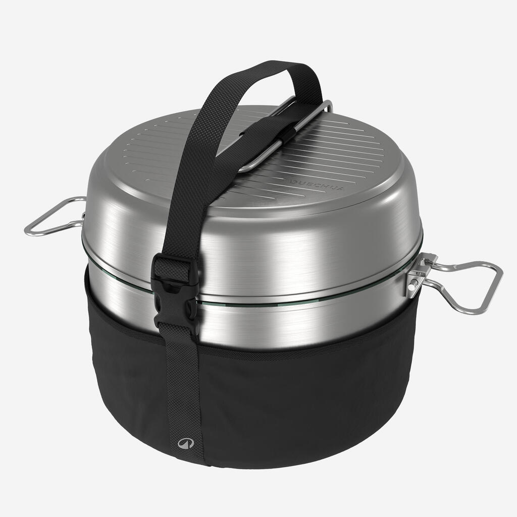 Popote 500 de camping en acier inox + anti-adhésif - 4 personnes - 25 éléments