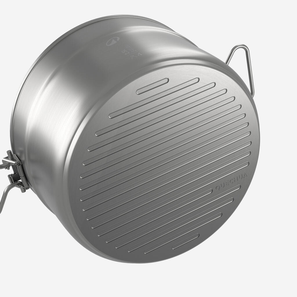 Popote 500 de camping en acier inox + anti-adhésif - 4 personnes - 25 éléments