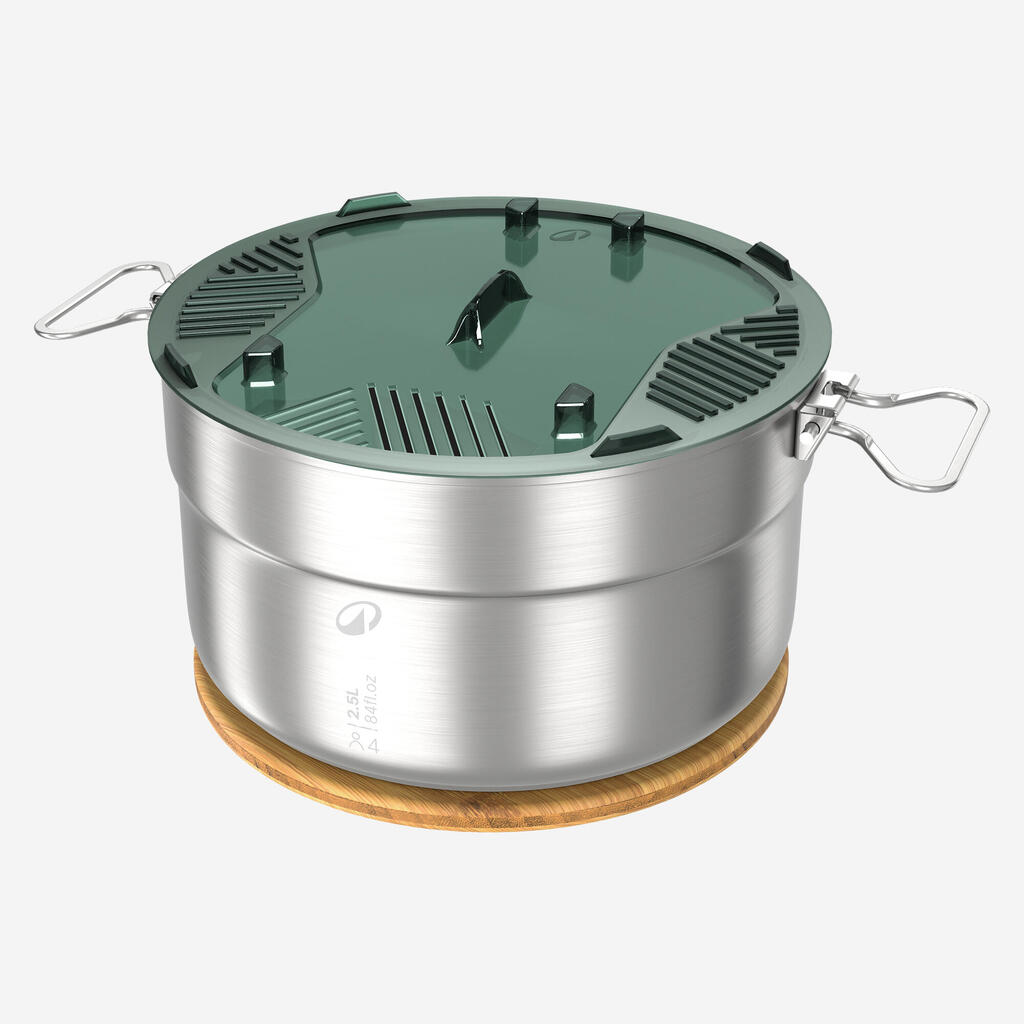 Popote 500 de camping en acier inox + anti-adhésif - 4 personnes - 25 éléments
