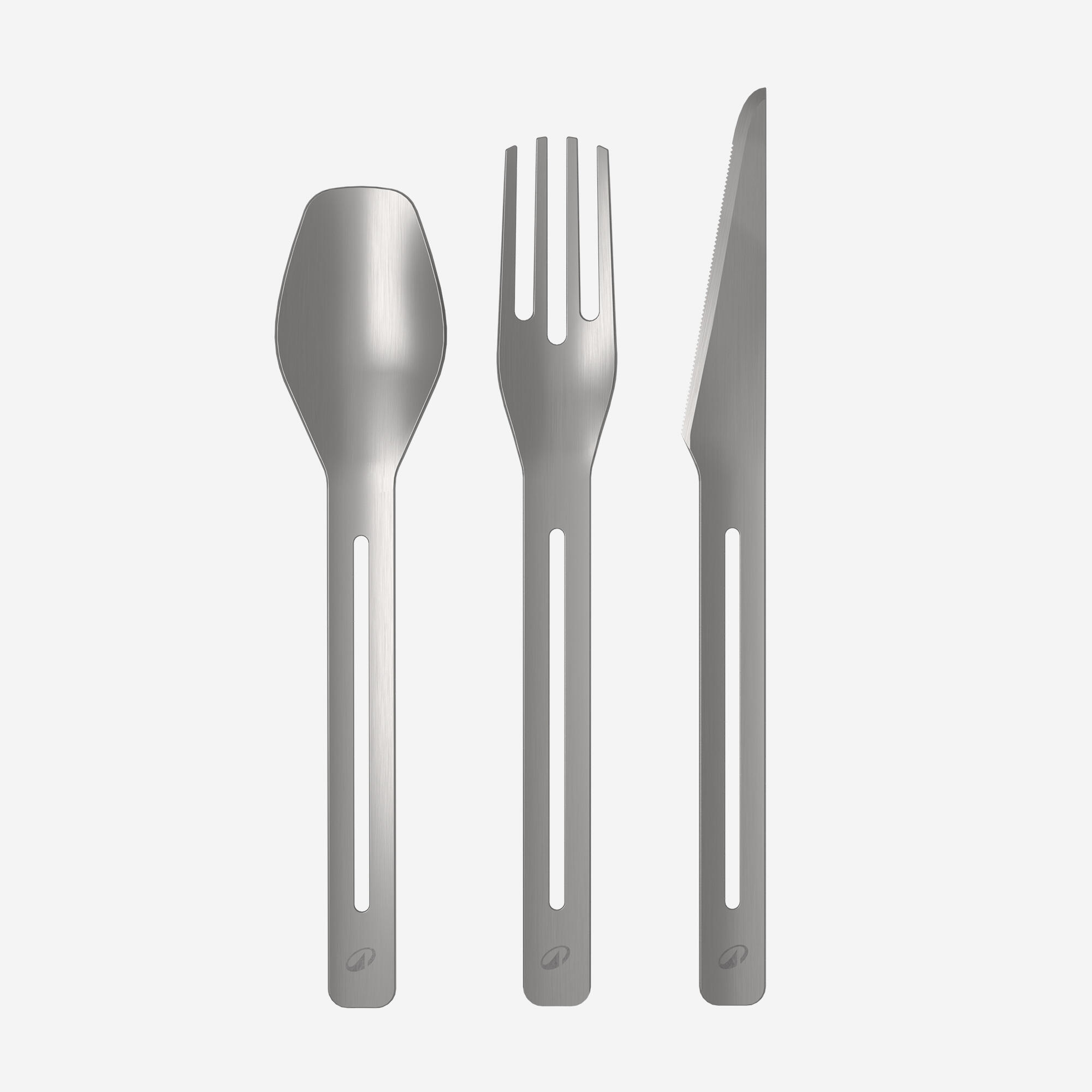 Ensemble de cuisine en inox anti-adhésif 33 morceaux pour 4 personnes, 900 - QUECHUA