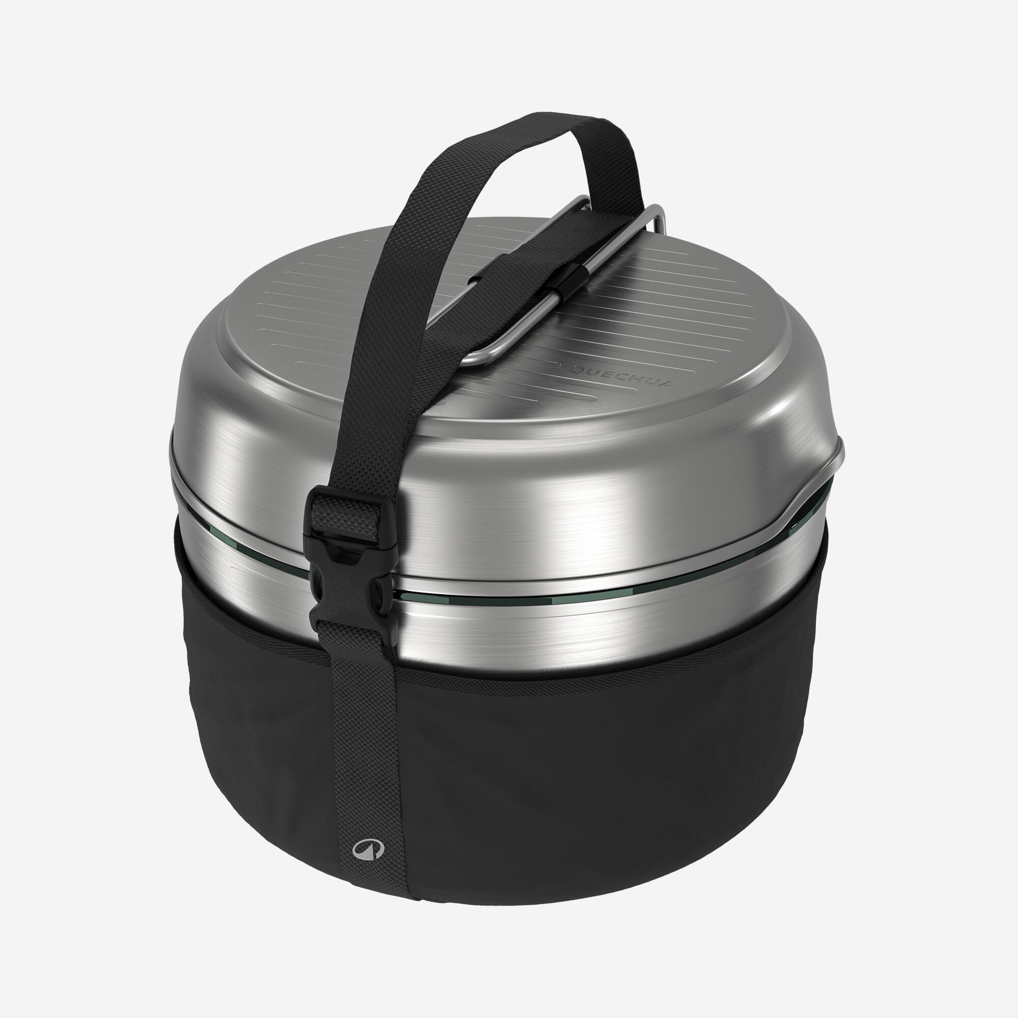 Gamelle de camping en acier inox + anti-adhésif - 2 personnes - 15 éléments - QUECHUA