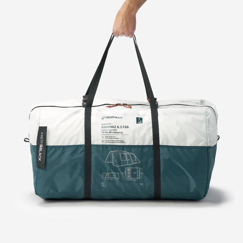 Tenda de campismo com varetas 6 pessoas, 3 quartos ARPENAZ 6.3 F&B 