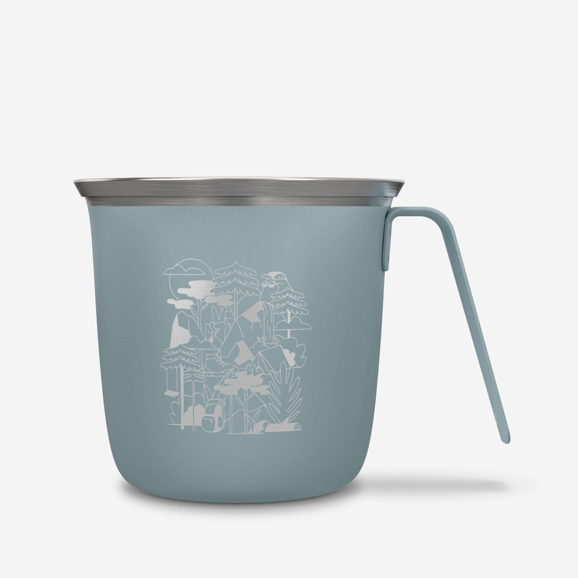 0.3 L Stainless Steel Cup 500 for camping and hiking - Blue.