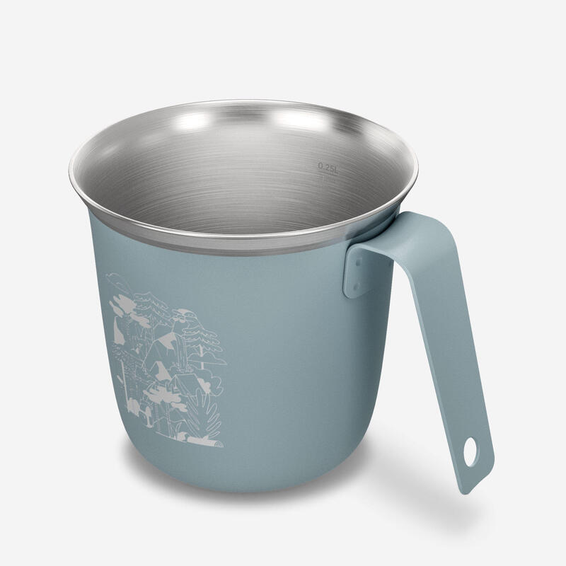 Tasse 500 acier inox 0,3L, pour le camping et la randonnée - Bleue.