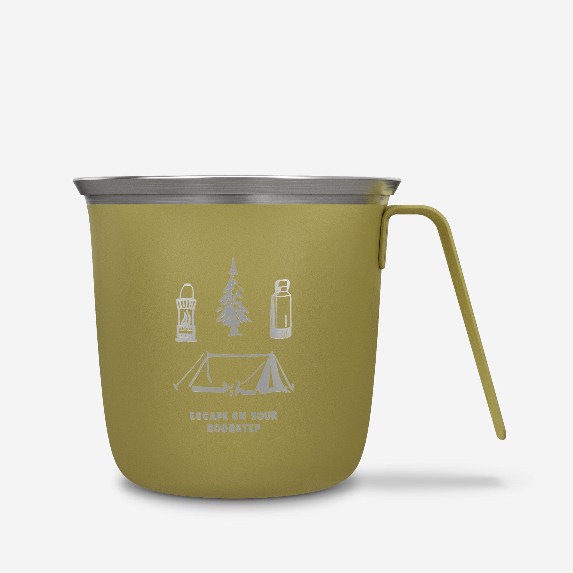 0.3 L Stainless Steel Cup 500 for camping and hiking - Yellow.