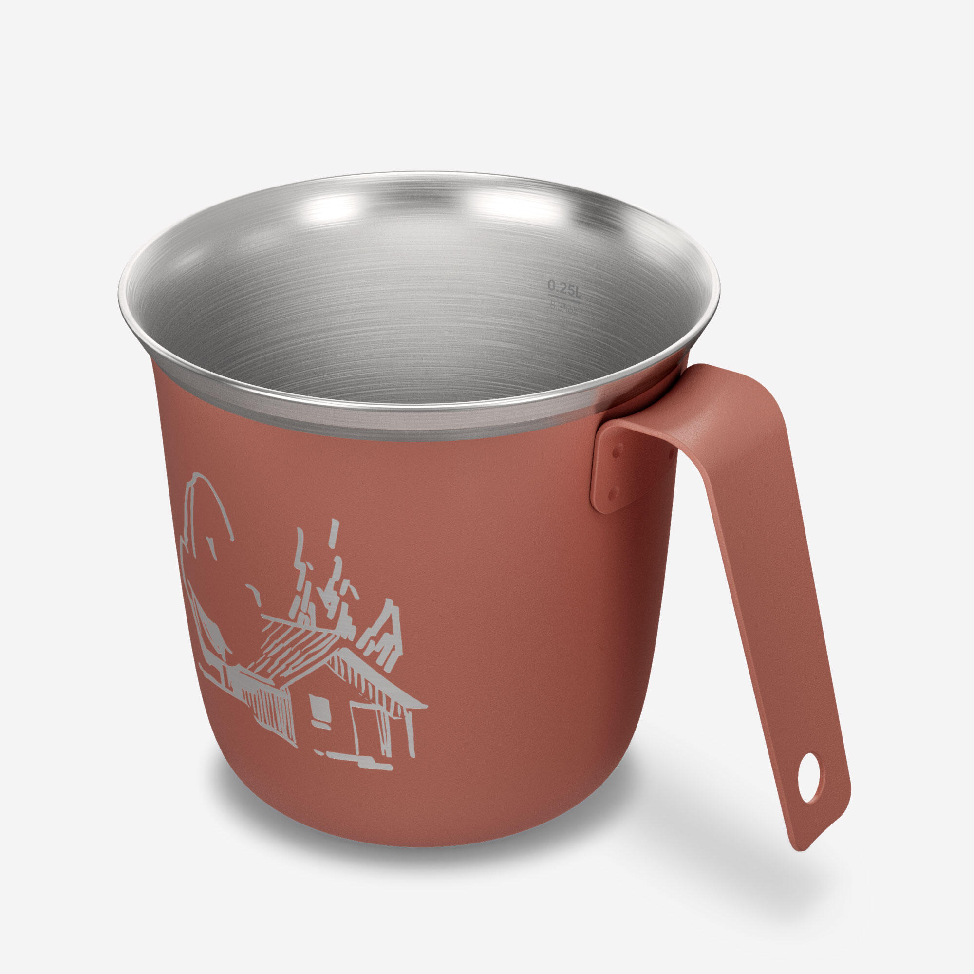 Mok 500 roestvrij staal 0,3 l voor trekking en camping rood 3/5