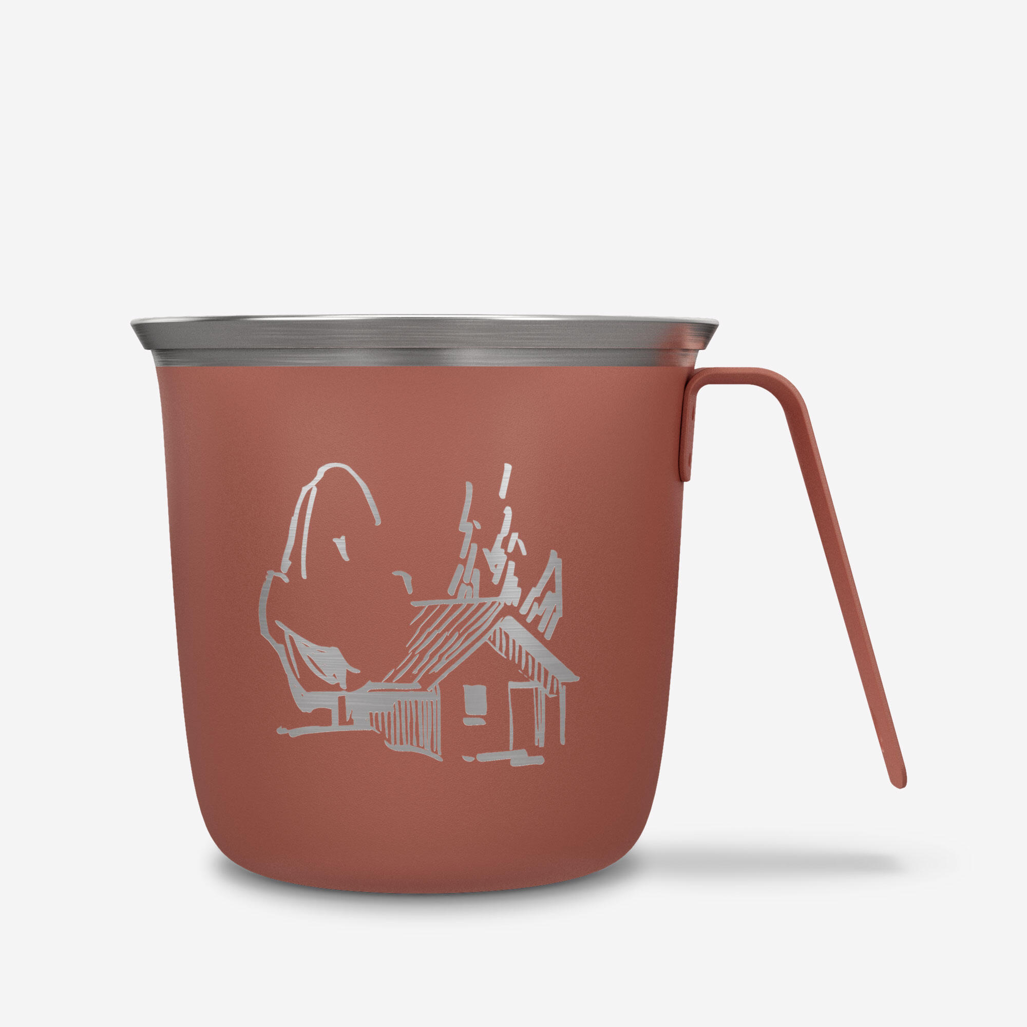 QUECHUA Mok 500 roestvrij staal 0,3 l voor trekking en camping rood