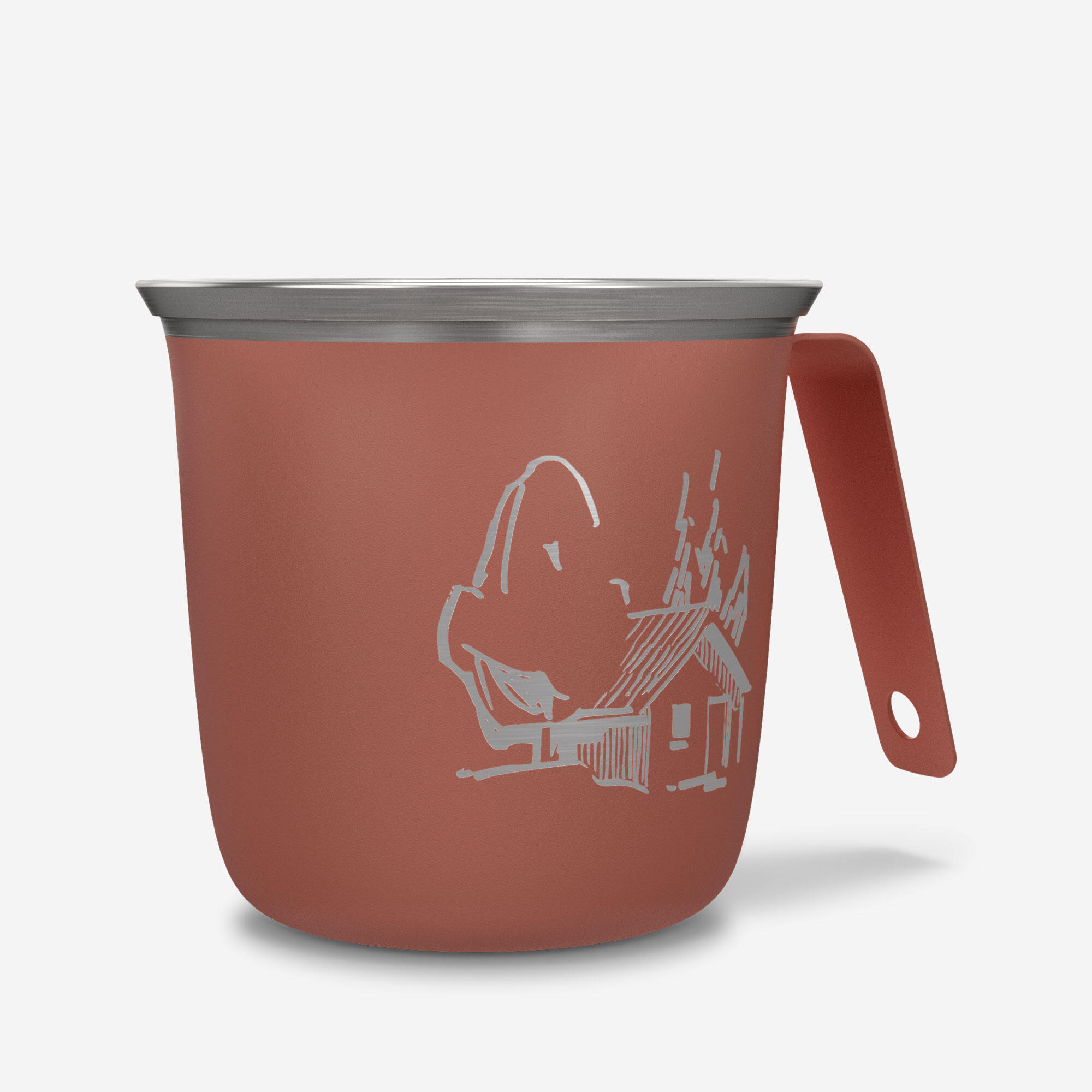 Mok 500 roestvrij staal 0,3 l voor trekking en camping rood 2/5