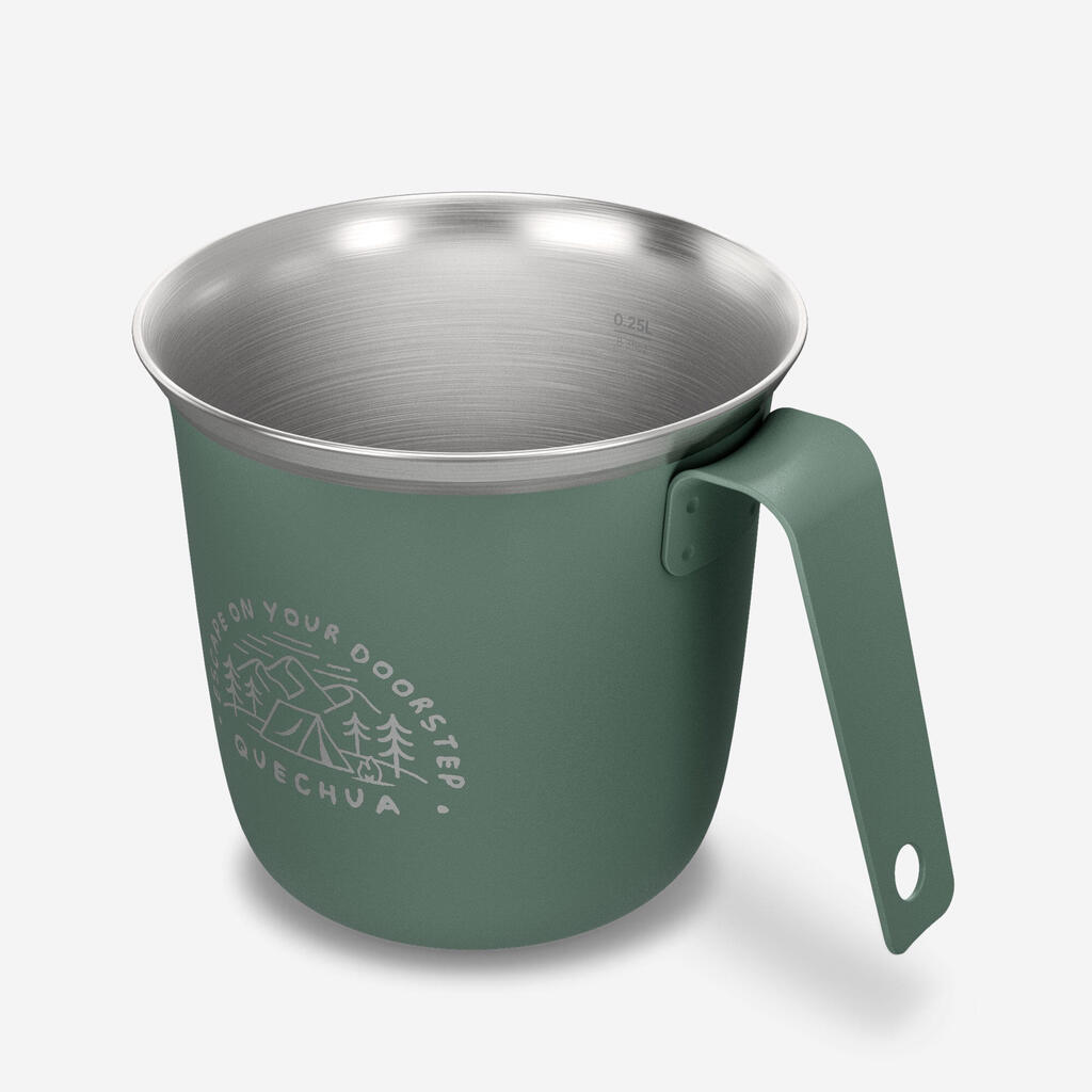 0.3L Stainless Steel Cup 500 for camping and hiking - Green.