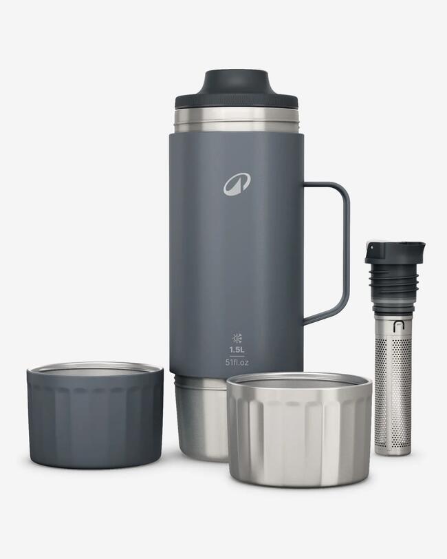 Grizzly Vakuumisolierte Wasserflasche 1,2 L – Edelstahl, Auslaufsicher, Mit Rutschfester Unterlage