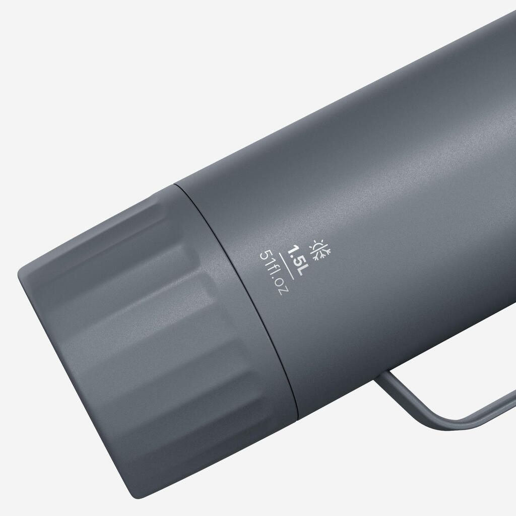 Bouteille 900 isotherme 1,5L inox de randonnée et camping, bouchon instantané.