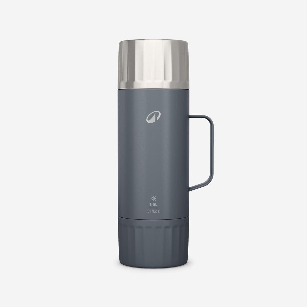 1.5 L insulated stainless steel bottle with tea filter, for hiking and camping
