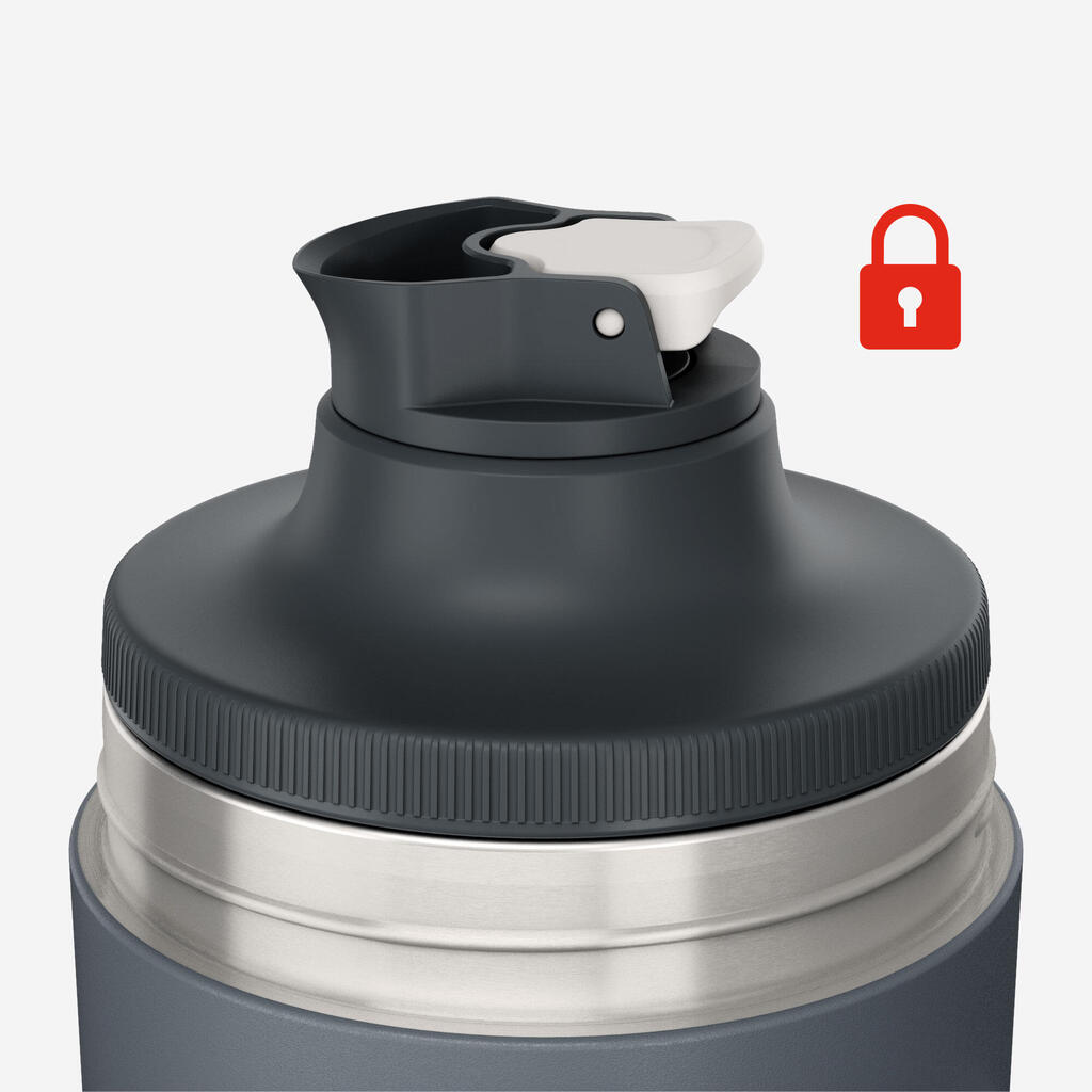 Bouteille 900 isotherme 1,5L inox de randonnée et camping, bouchon instantané.