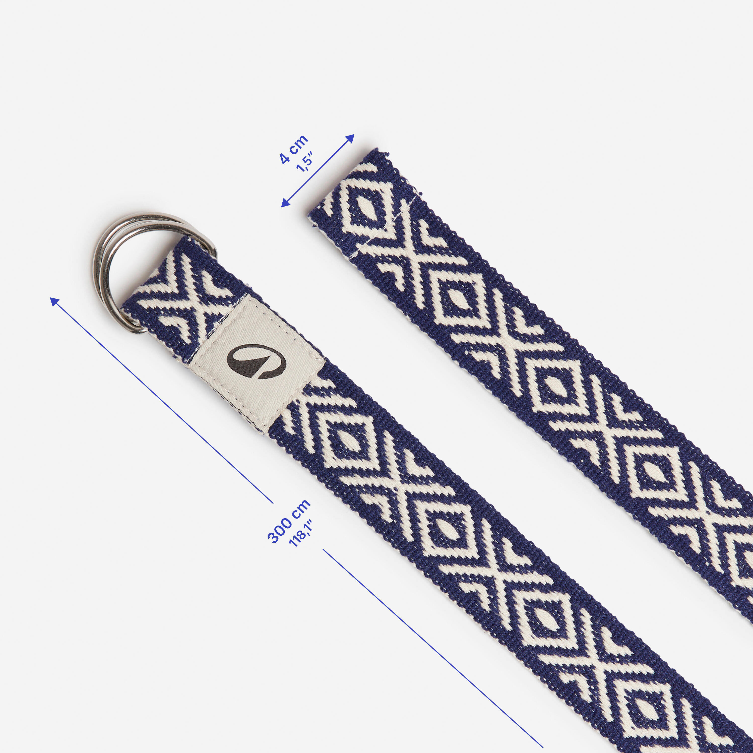 Yoga Strap 3M with Patterns - Blue and White -  4