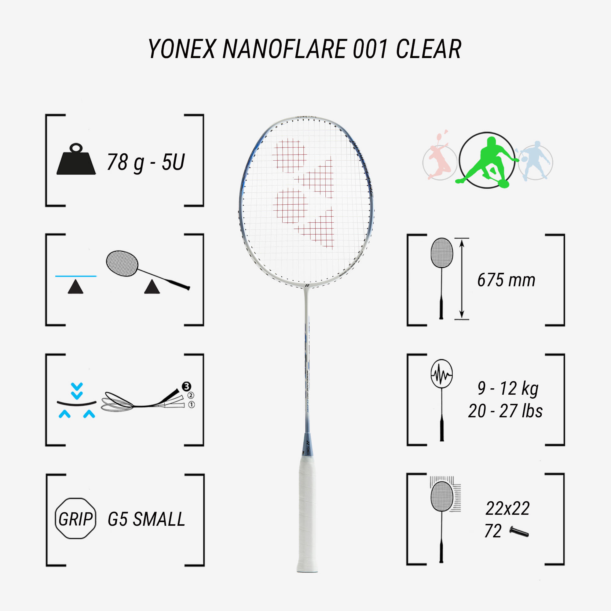 Raquette de badminton, Nanoflare 001 Clear 2/8