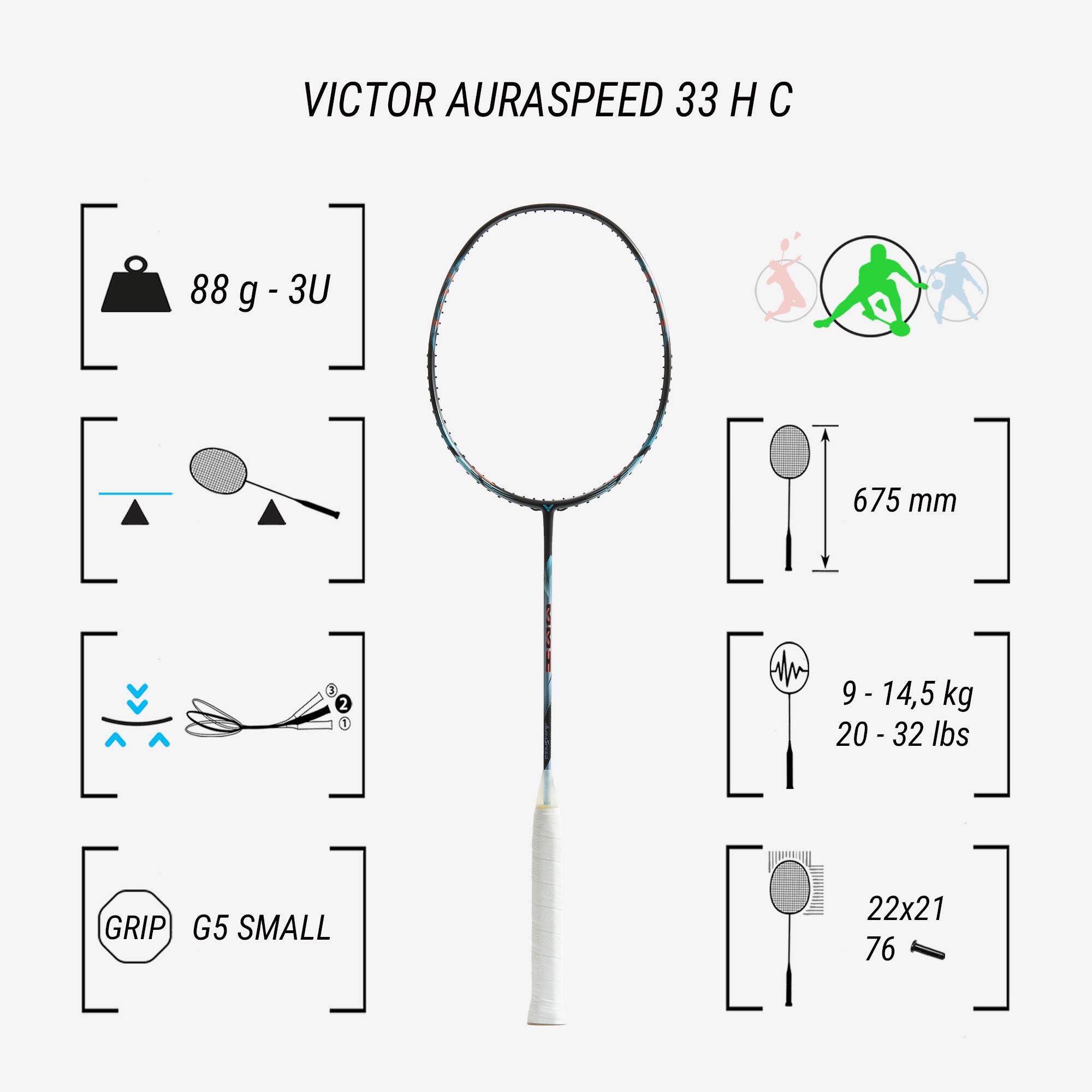 Raquette de badminton, Auraspeed 33H C 2/9